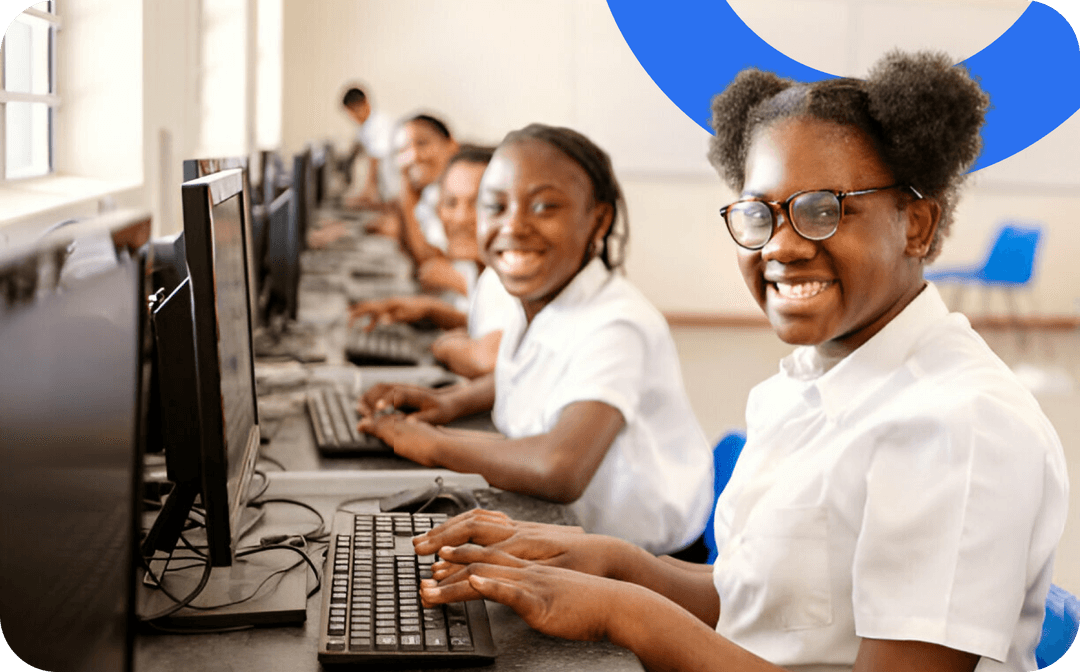 Students on computers